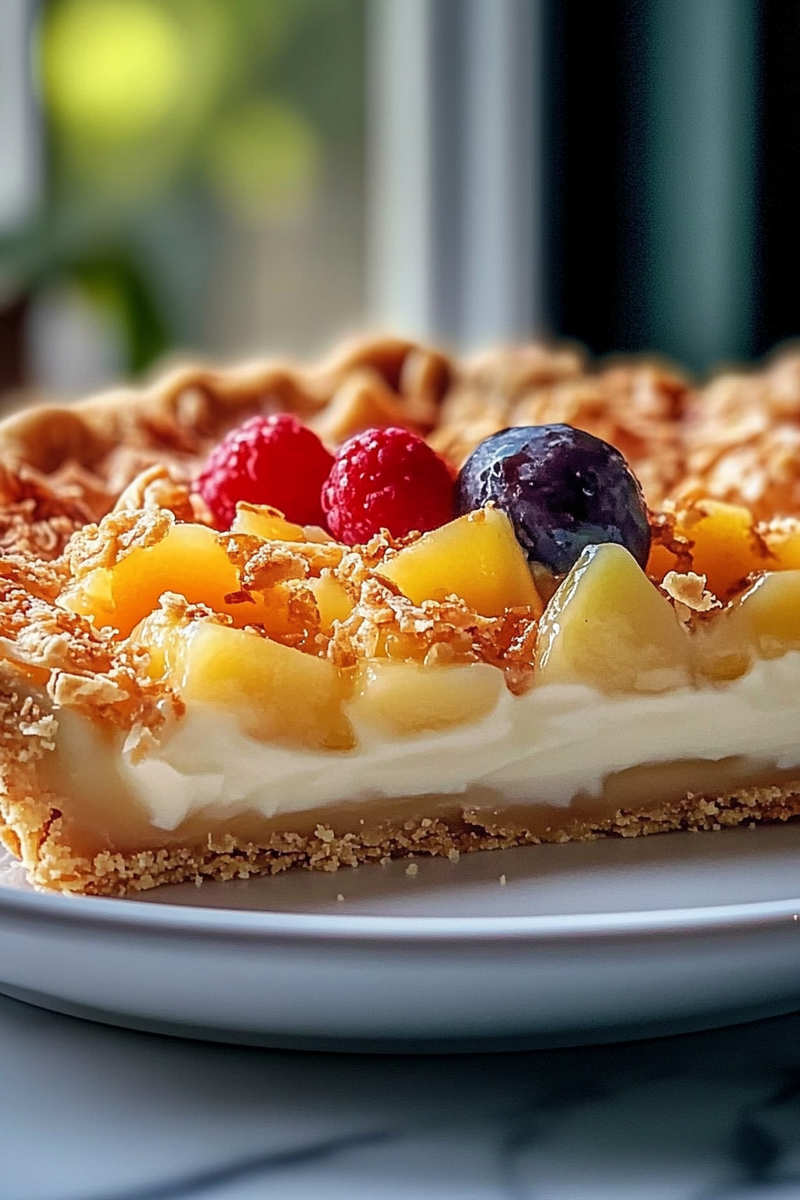 A delicious recipe for Tropical Million-Dollar Pie Delight, featuring creamy layers of tropical flavors that will wow your guests.